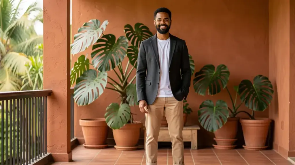 Blazer com tênis branco masculino: proporção, tecido e meia certa em cada ocasião